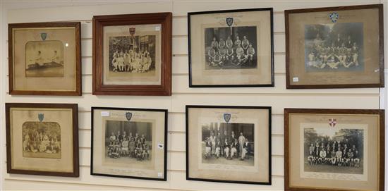 Eight early 20th century rowing and other sport related team photographs